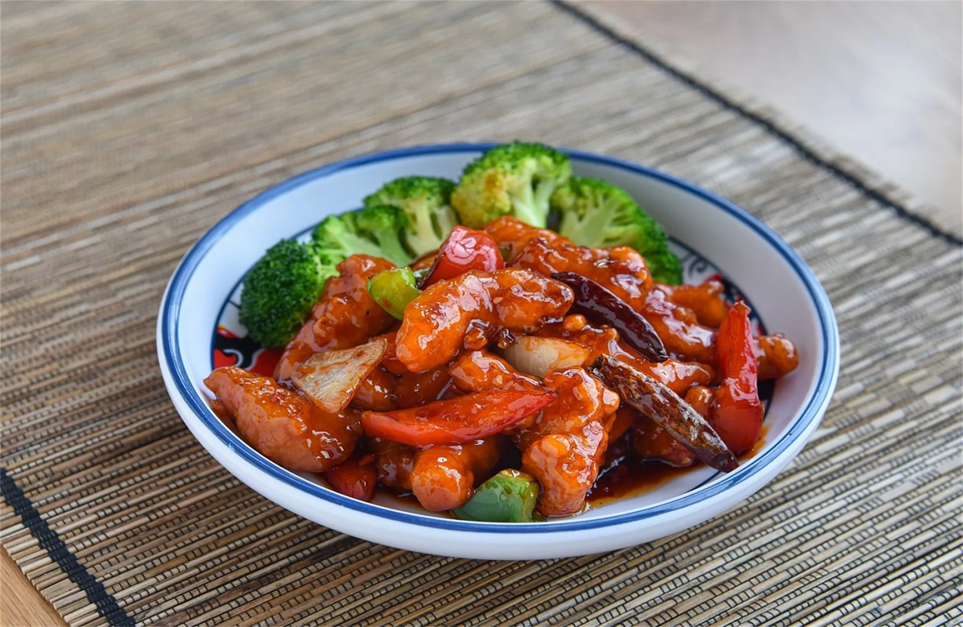 Sweet-sour fried chicken with broccoli and chili at Cooking Girl, an Chinese Restaurant in Katy